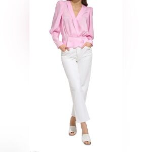 Dkny Pink Blouse Chic Top